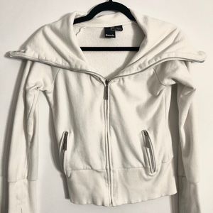 BENCH White Cowlneck Zip Up Sweater